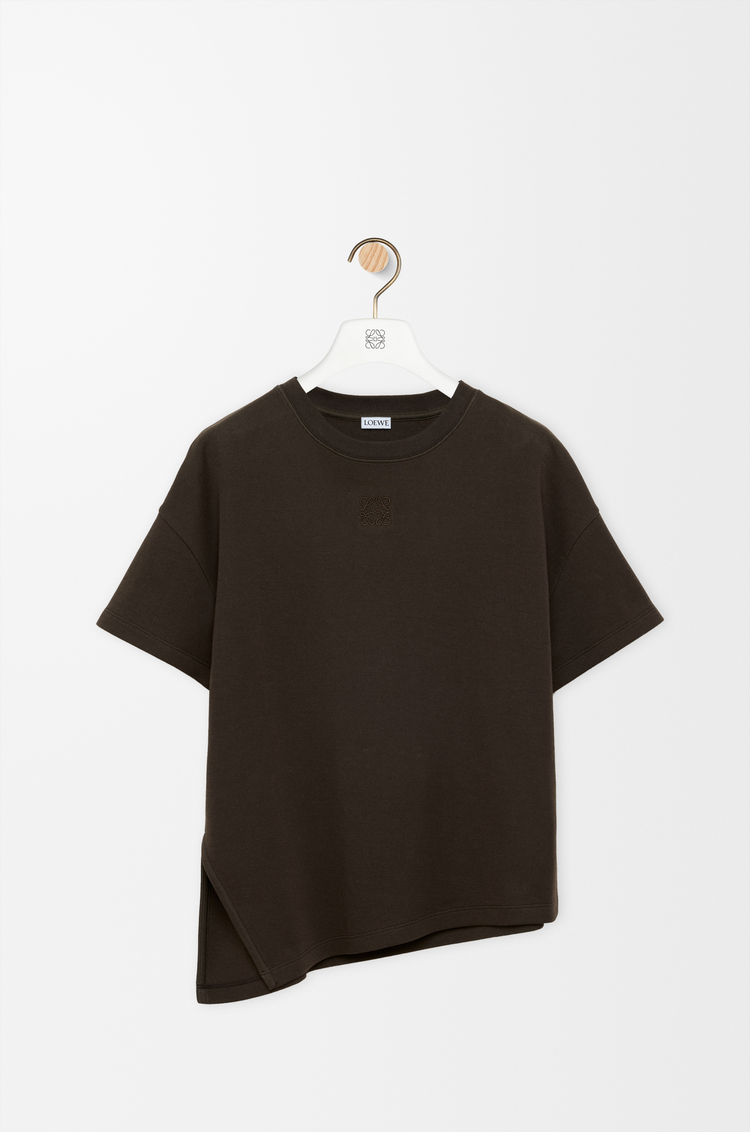 LOEWE Asymmetric t-shirt in cotton blend Brown