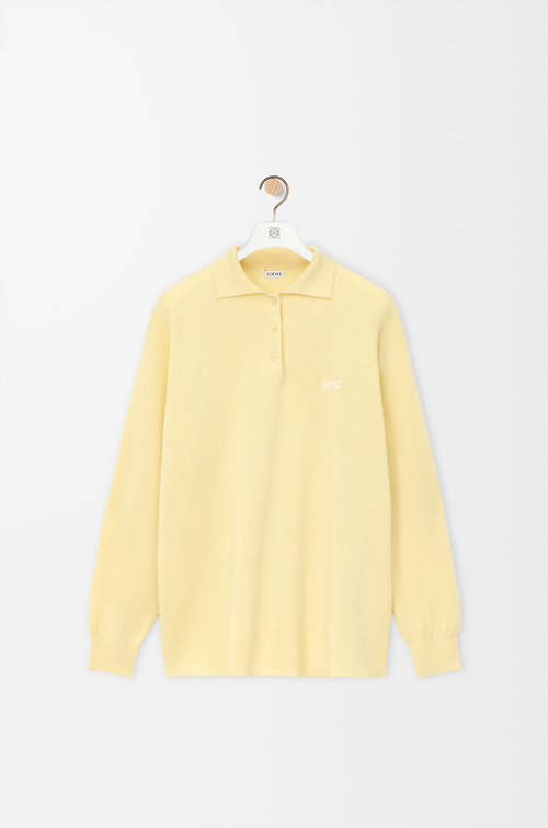 LOEWE Maglia polo in misto cashmere e seta Giallo Chiaro