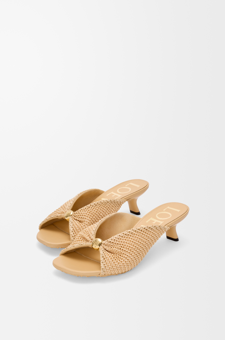 LOEWE Mules Pebble Soft en textile effet raphia Naturel