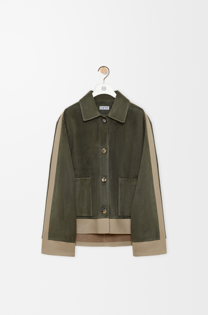 LOEWE Turn-up jacket in suede lambskin Khaki Green