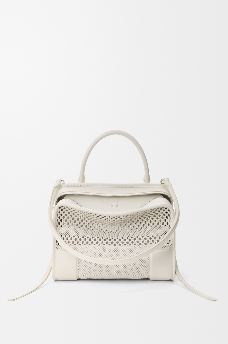 LOEWE Medium Amazona 180 bag in woven calfskin Soft White