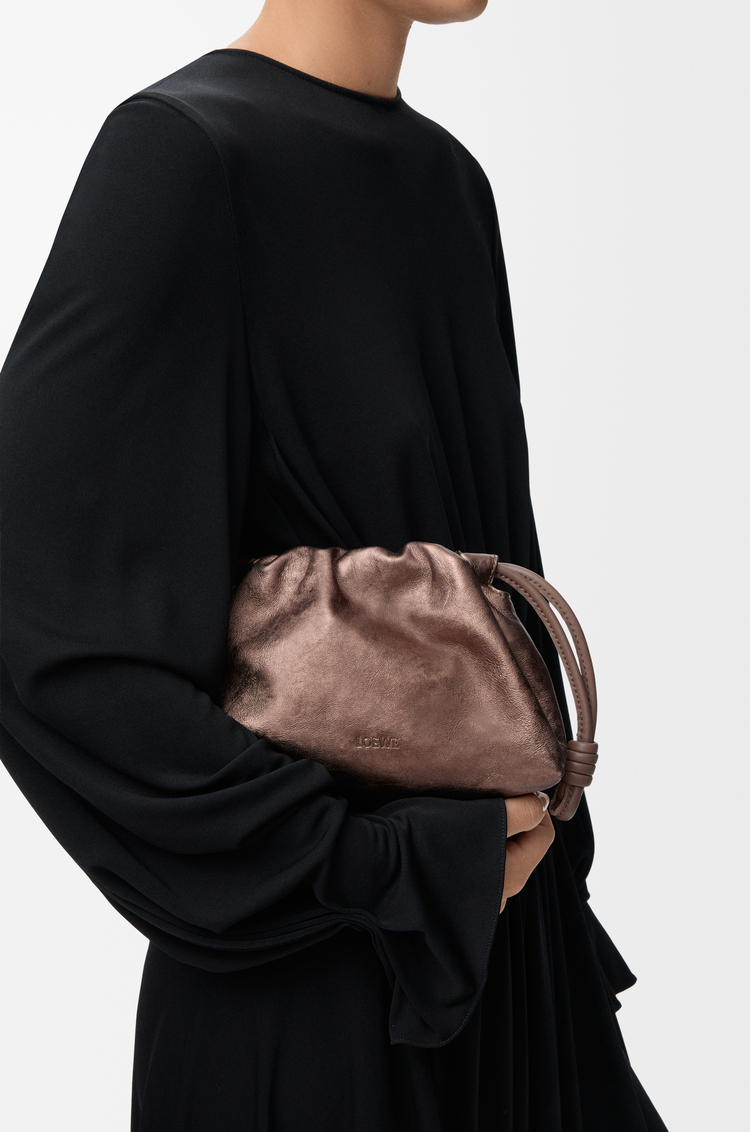 LOEWE Mini Flamenco purse in moiré printed calfskin Bronze