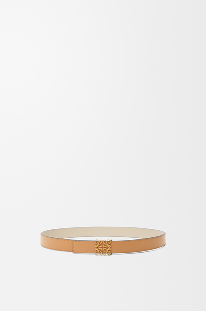 LOEWE Ceinture réversible Anagram en cuir de veau lisse Warm Desert/Avoine/Bronze