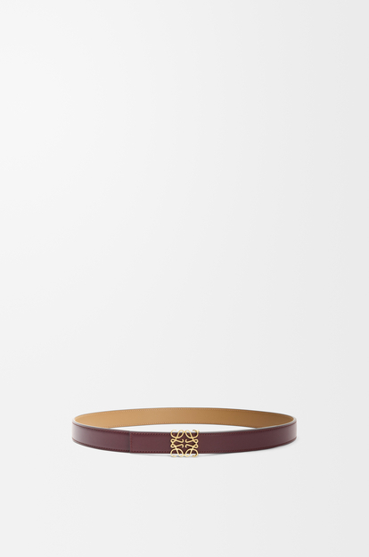 LOEWE Reversible Anagram belt in smooth calfskin Burgundy/Gold