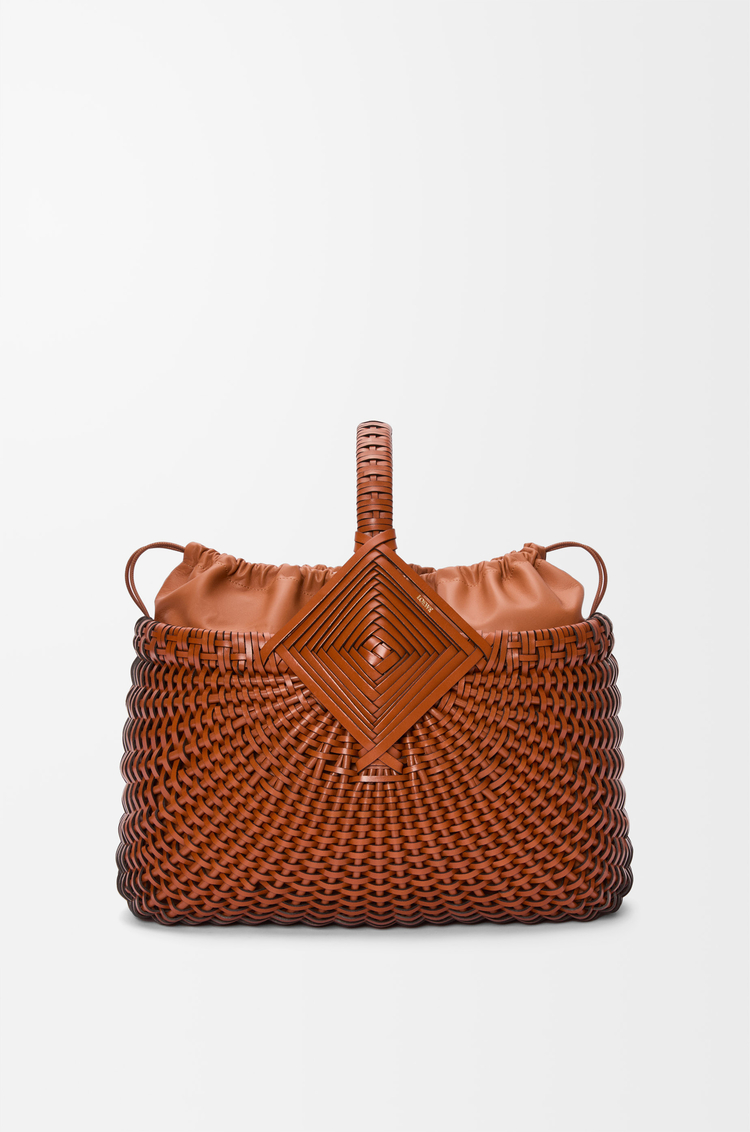 LOEWE Diamond Square Basket in calfskin Tan