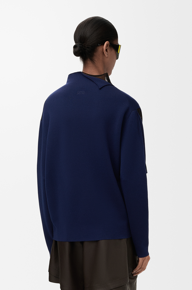 LOEWE Pullover aus Wolle Marineblau/Schwarz