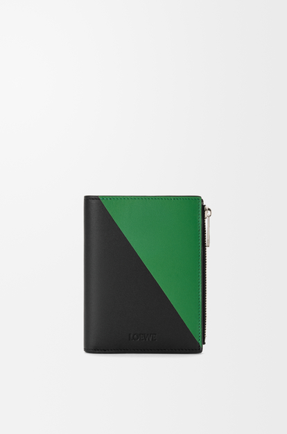 LOEWE Flag slim compact wallet in classic calfskin Black/Tropical Green