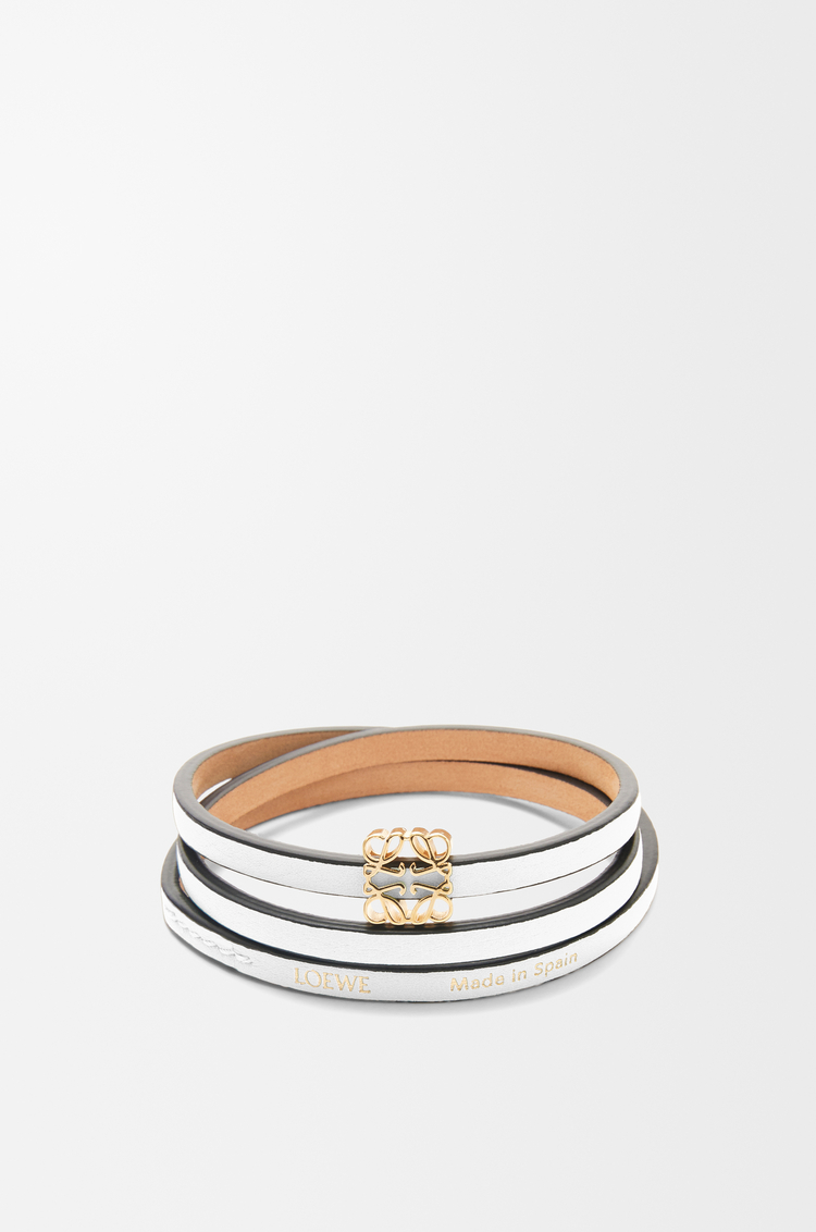 LOEWE Bracciale rigido a spirale in pelle di vitello Bianco Tenue