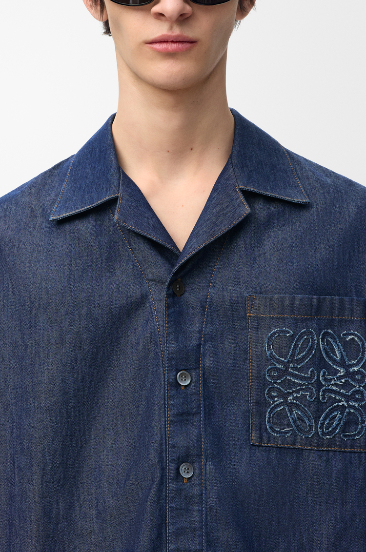 LOEWE Camisa de manga corta en algodón Azul Vaquero