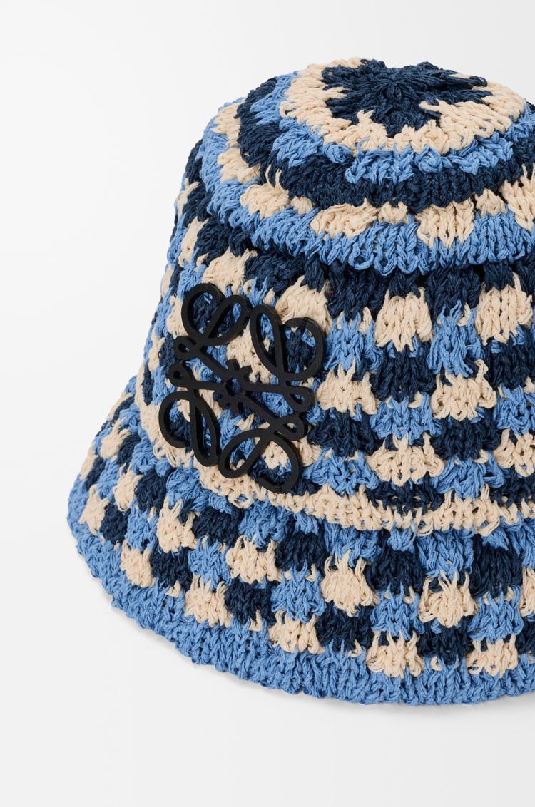 LOEWE Bob Patch en crochet de raphia et cuir de veau Plâtre/Noir