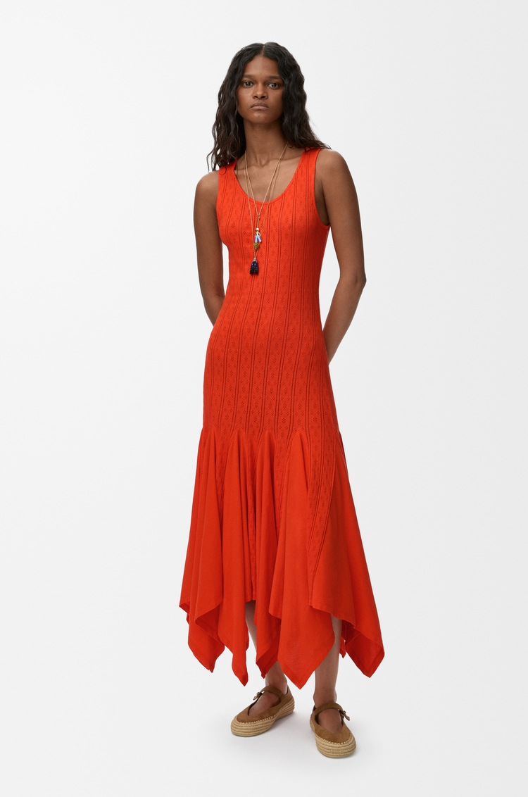 LOEWE Vestido sin mangas en algodón Naranja