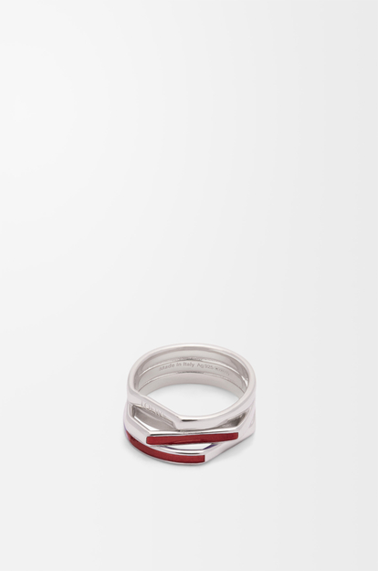 LOEWE Stacked ring in sterling silver and enamel Silver/Burgundy