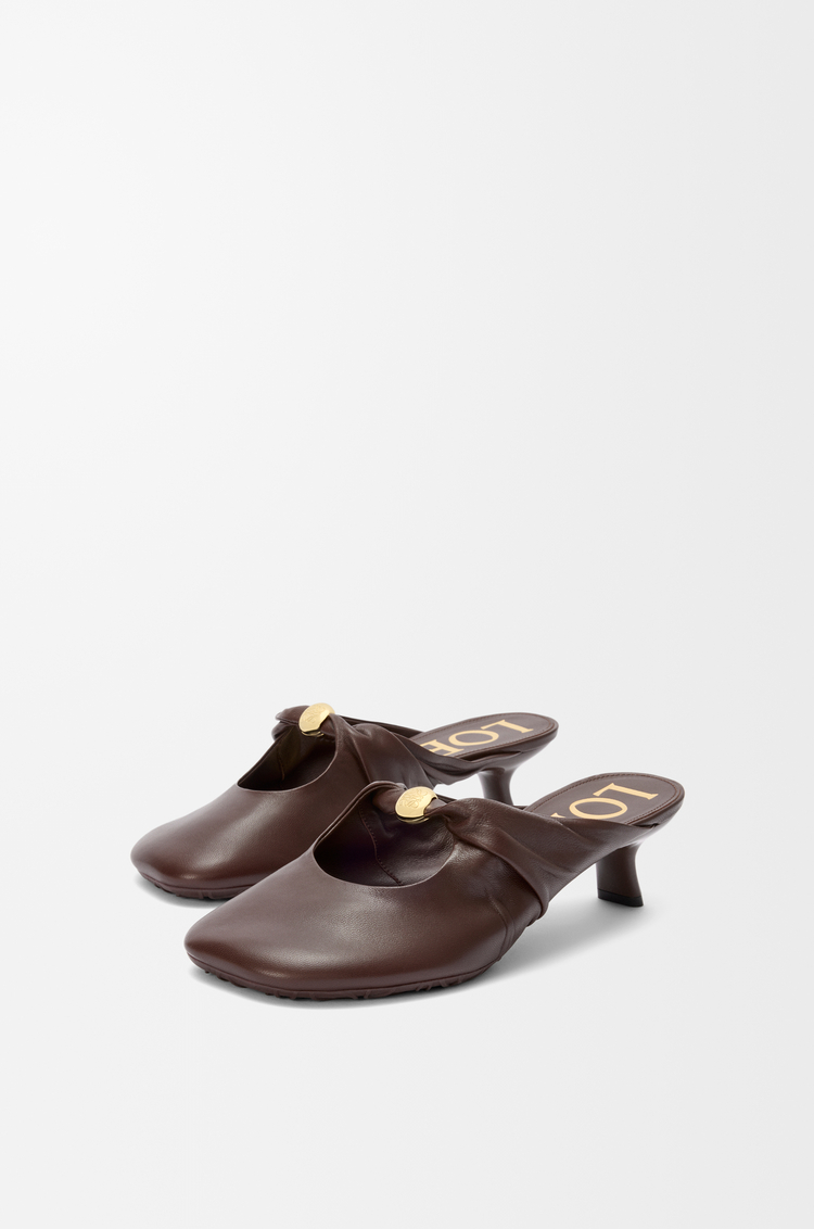 LOEWE Pebble Soft Pantolette aus Nappa-Lammleder Brownie