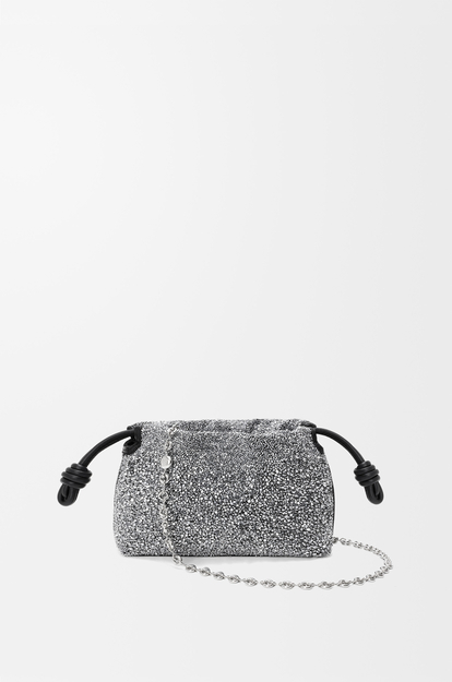 LOEWE Mini Flamenco purse in beads and nappa lambskin Black/Silver
