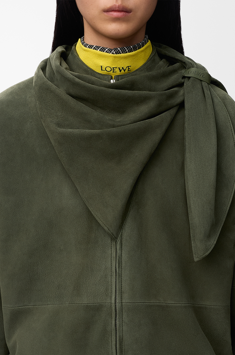 LOEWE Scarf jacket in suede Khaki Green