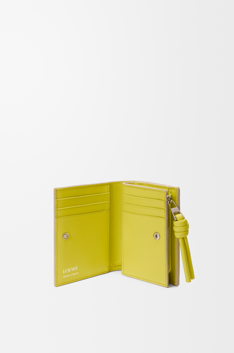 LOEWE Knot compact wallet in shiny nappa calfskin Beige/Lemon