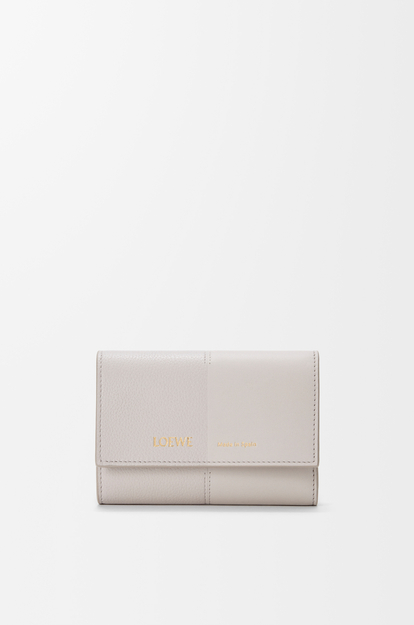 LOEWE Small vertical wallet in smooth and grained calfskin Light Ghost Grey