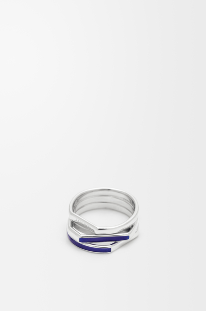 LOEWE Stacked ring in sterling silver and enamel Silver/Blue