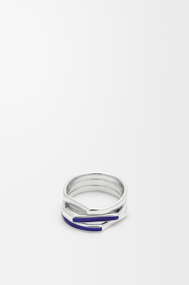 LOEWE Anello multistrato in argento sterling e smalto Argento/Blu