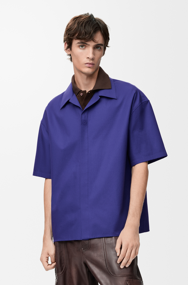LOEWE Short sleeve shirt in cotton Indigo Blue