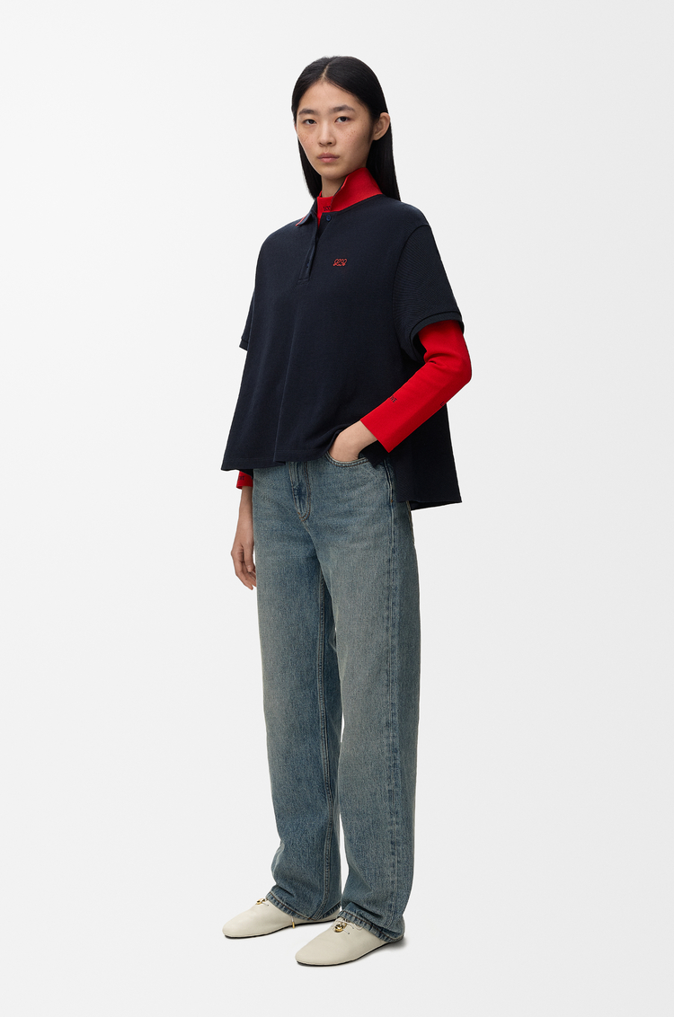 LOEWE Polo in cotton Navy Blue