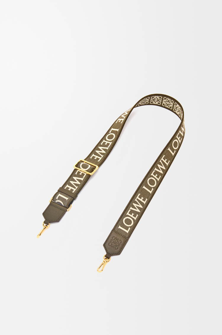 LOEWE 緹花織和小牛皮 Anagram 肩帶 深卡其綠