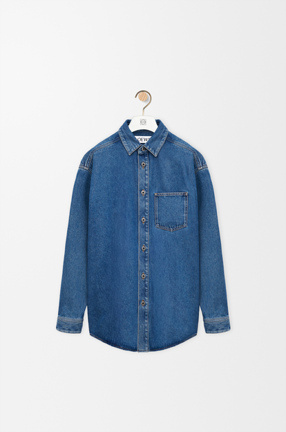 LOEWE Anagram overshirt in denim Mid Blue Denim