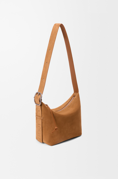 LOEWE Medium Loop hobo in suede calfskin Tobacco