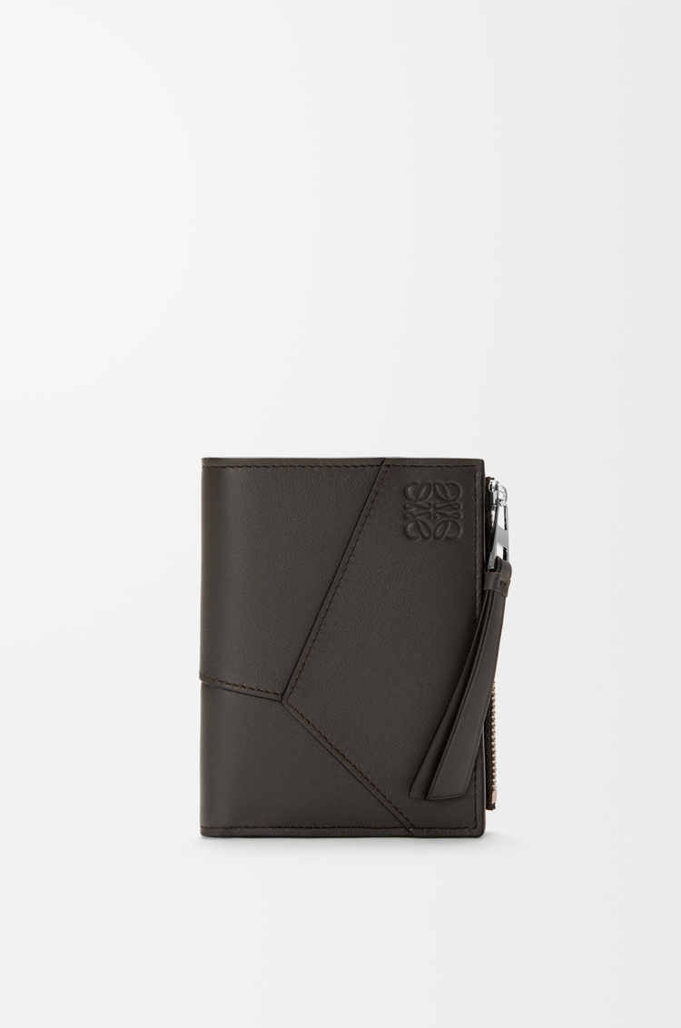 LOEWE Portefeuille compact fin Puzzle en cuir de veau classique Gris Foncé