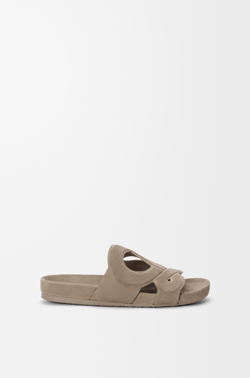 LOEWE Ease Monogram Pantolette aus Veloursleder Steingrau