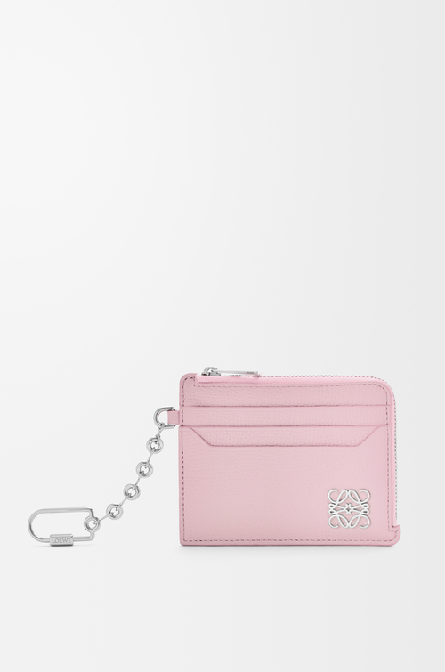 LOEWE Portacarte quadrato Anagram in pelle di vitello martellata Rosa Blossom