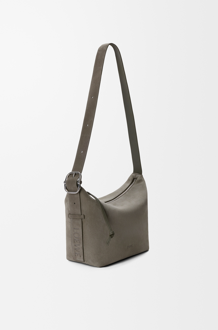 LOEWE Medium Loop hobo in suede calfskin Light Khaki