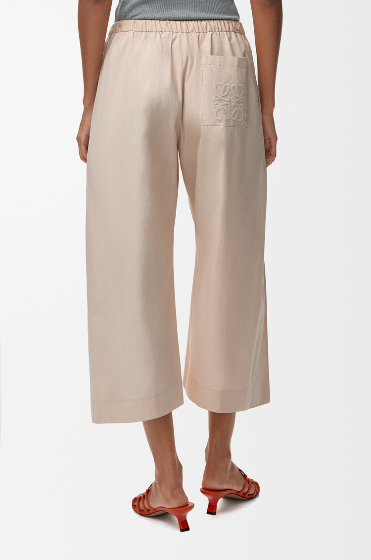 LOEWE Cropped elasticated trousers in cotton Light Beige