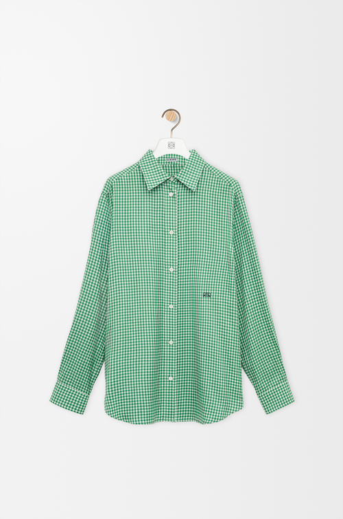 LOEWE Chemise en soie Vert/Blanc