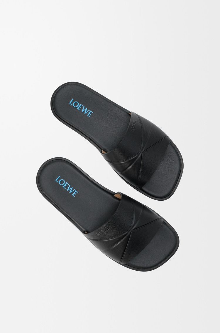 LOEWE Slide Origami in morbida pelle di vitello Nero