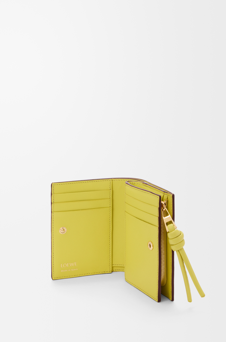 LOEWE Knot compact wallet in shiny nappa calfskin Dark Burgundy/Light Citrine