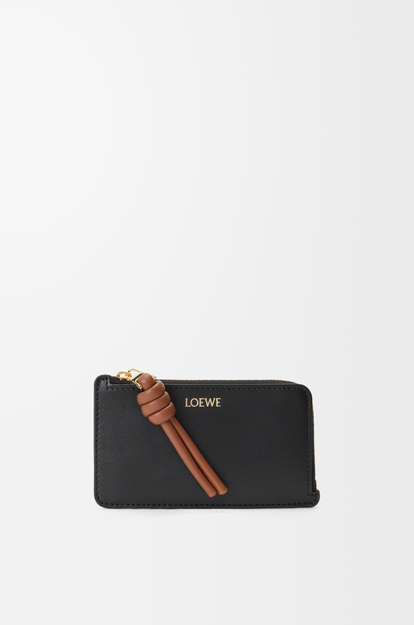 LOEWE Knot coin cardholder in shiny nappa calfskin Black/Squirrel