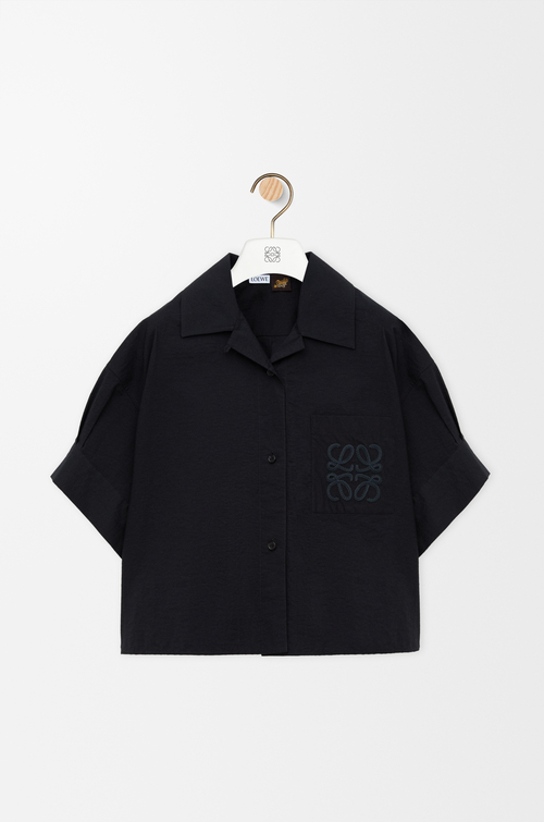 LOEWE Camisa de manga corta en mezcla de algodón Negro
