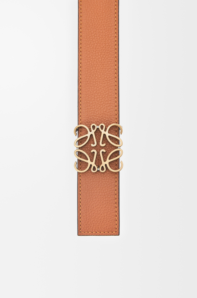 LOEWE 牛皮革双面 Anagram 腰带 焦糖棕/黑色/古金色