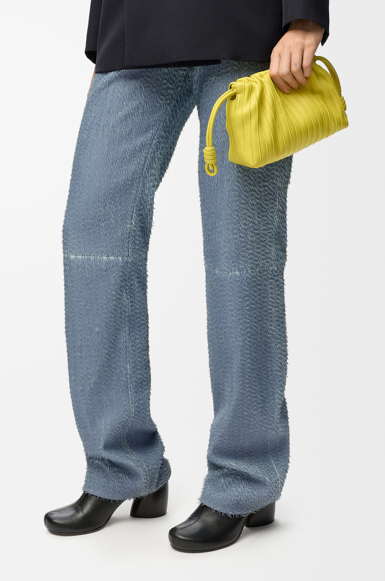 LOEWE Mini Flamenco Pleats purse en cuir d'agneau nappa Citron