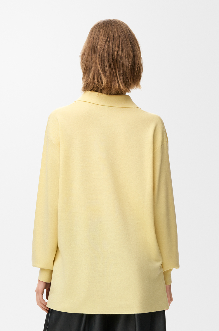 LOEWE Maglia polo in misto cashmere e seta Giallo Chiaro