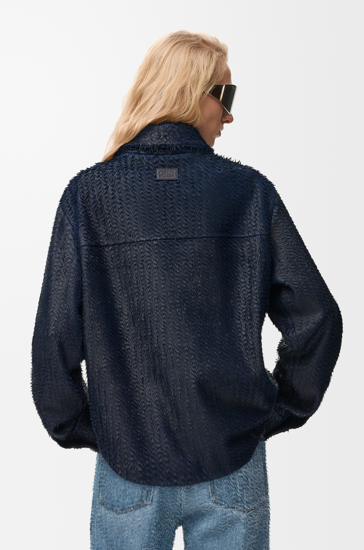 LOEWE Giacca-camicia in nappa di agnello Blu Scuro
