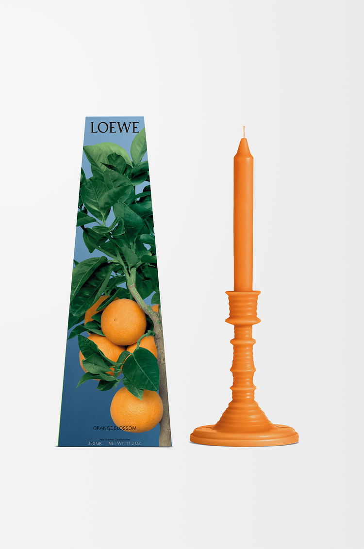 LOEWE 橙花蠟質燭台 亮柑橘色