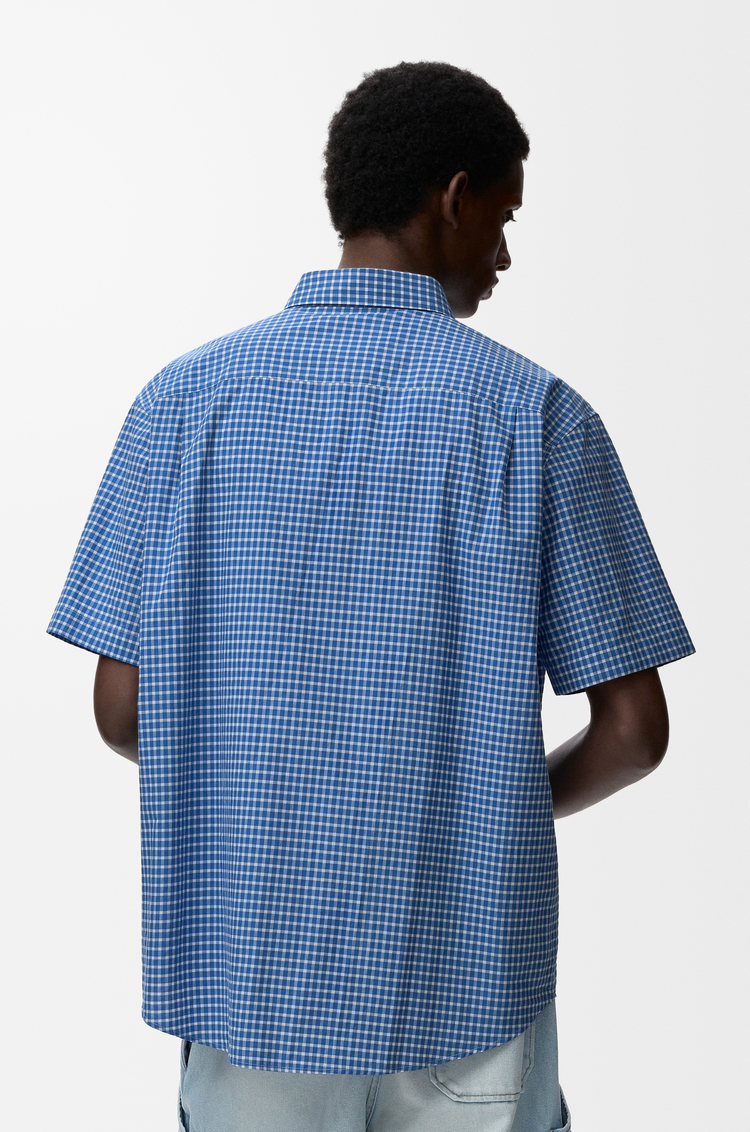 LOEWE Short sleeve shirt in cotton Blue/White