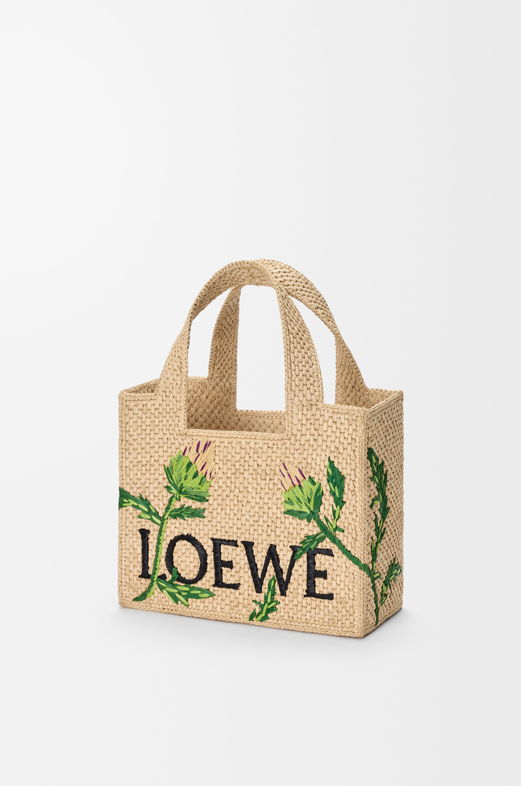LOEWE Petit LOEWE Font tote en raphia Naturel/Vert