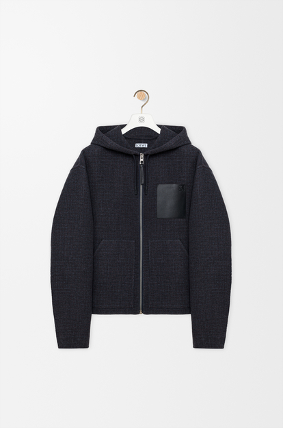 LOEWE Hooded jacket in wool blend Dark Navy Blue