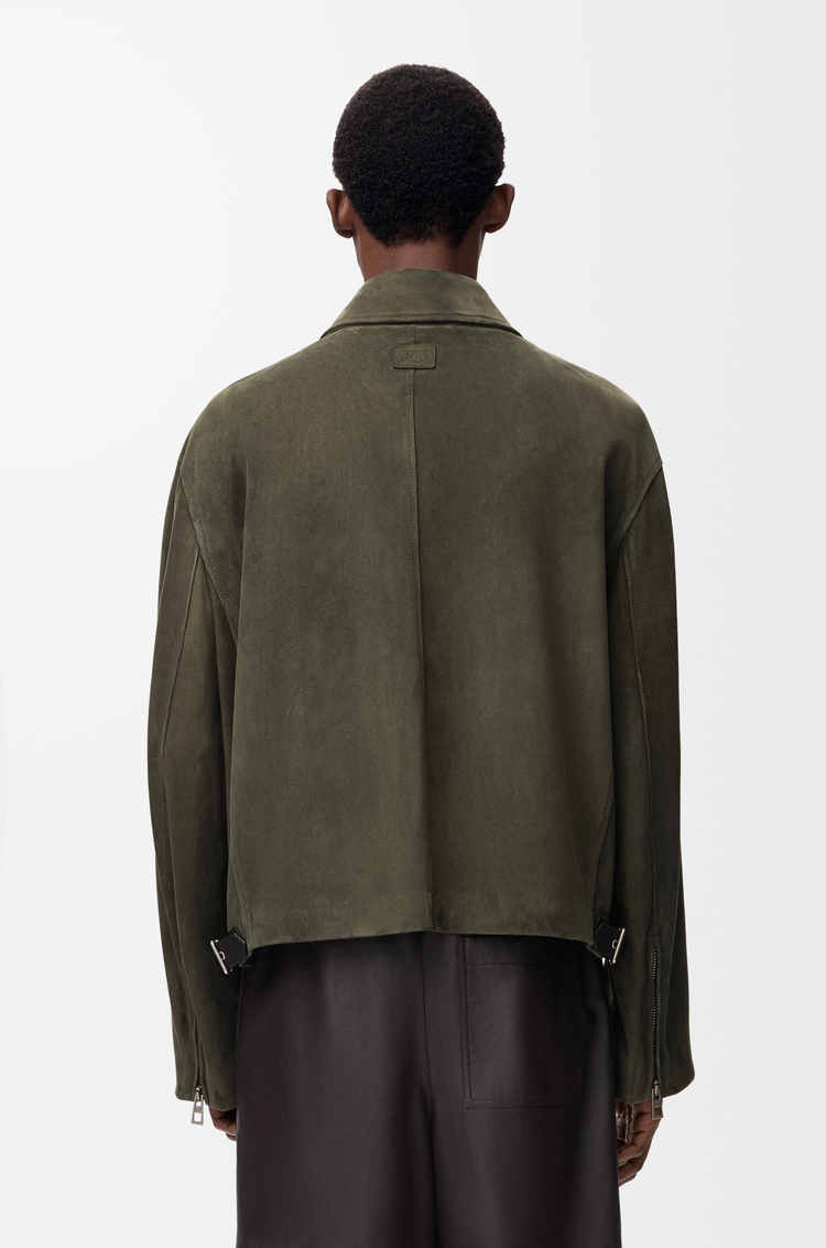 LOEWE Zip-up jacket in suede lambskin Khaki Green