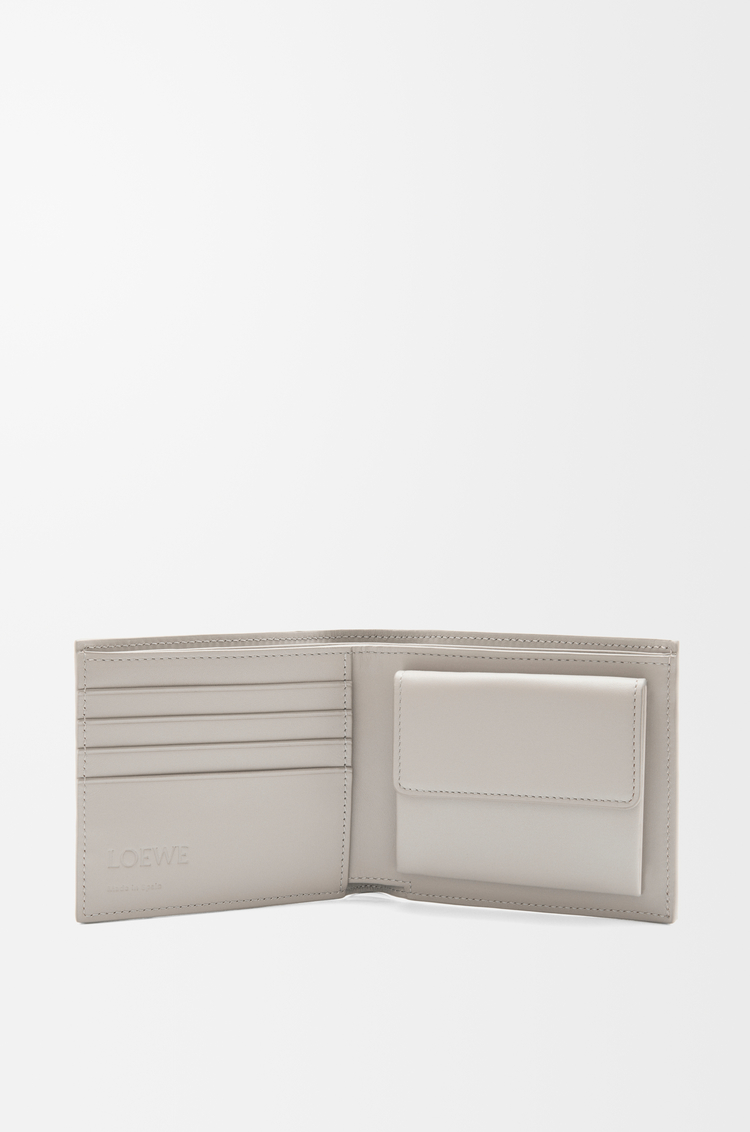 LOEWE Bifold coin wallet in textured classic calfskin Shell Grey
