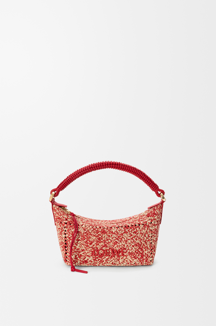 LOEWE Minibolso Cala en rafia jaspeada Rojo