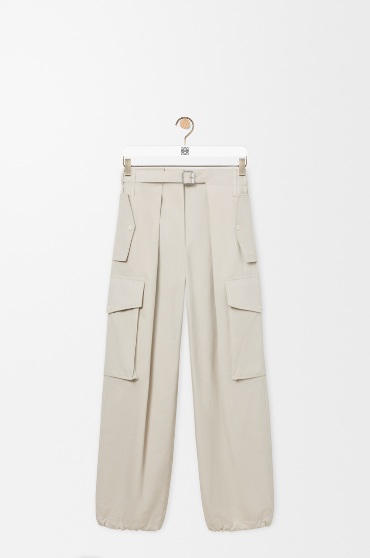 LOEWE Pantalón cargo en algodón y seda Marfil